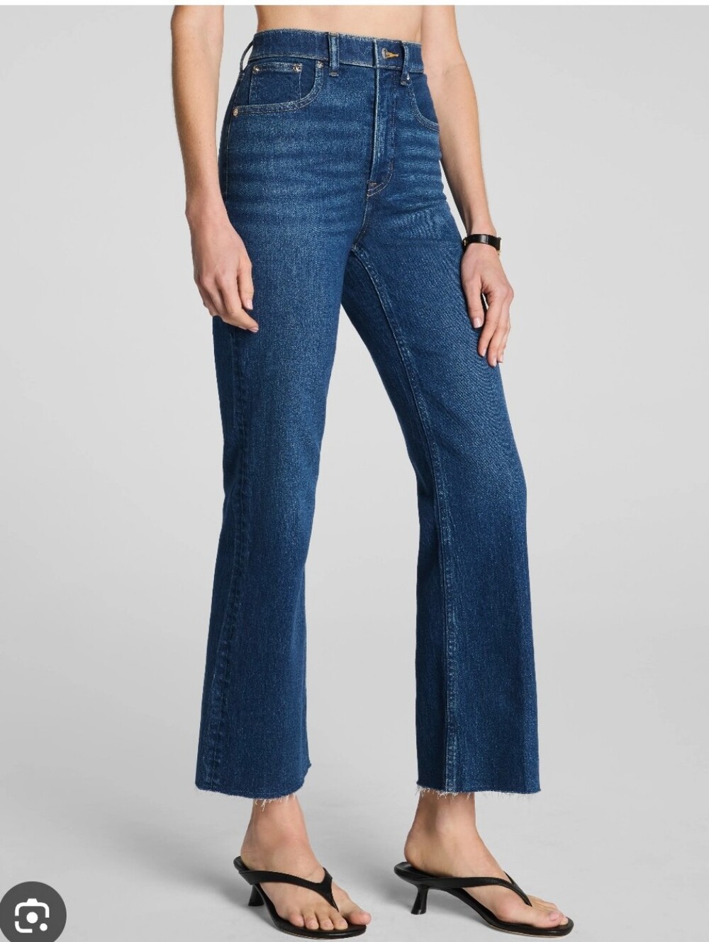 NEW SPANX Shape Authentic 360 Raw Hem Kick Flare Jeans Medium Petite 25" Inseam